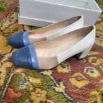 Hispanitas White and Blue Block Heel Pumps Size 6 Photo 1