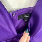 NWT LULUS | Glamourous Life Purple Sleeveless Shiny Satin Mini Dress Sz. Large Photo 4