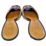 Bettye Muller Roulette Platform Slide Heels - Tartan Plaid Metallic Blue Mules Photo 8