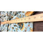 Cato Women's Blouse M Aqua Blue Floral Ruffle Tie Neck Top Ruffle Peasant Sleeve Photo 7