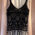 Phase One Size M Black Crochet Fringe Tank Top Photo 6