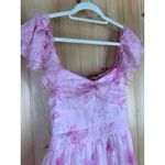 Lulus NWT  Loveliest Darling Light Pink Floral Ruffled Tie-Back Midi Dress Sz L Photo 6