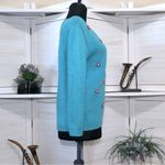 Vintage 70s 80s Pink Daisies Teal Blue Cardigan Photo 4