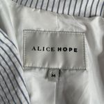 ALICE HOPE Blazer Jacket Womens Medium White Blue Stripe Nautical Pockets Lined Photo 5