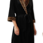 Regency Goth Velvet Robe with Cheetah Leopard Lapel‎ Black Size M Photo 0