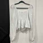 Hollister NWT White Smocked Longsleeve Crop Top Size XL Boho Photo 4