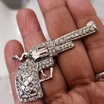 Silver Statement Ring Pistol Gun With Cubic Zirconia Stones Photo 5