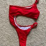 Matte Collection  red one piece cut out bikini. Size Small Photo 0
