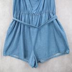 Derek Heart  Blue Denim Cotton Ruffle Belt Shorts Stretch Romper Jumpsuit Plus 2X Photo 5