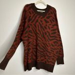 Ava & Viv NWT Brown Animal Print Crewneck Pull Over Sweater Photo 2