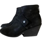 Eileen Fisher Womens Size 8 Black Leather Tag Wrap-Snap Leather Bootie Wedge Photo 5