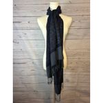 Boho Paisley Fringe Shawl Dark Blue Purple Pashmina Silk Blend Scarf Photo 1