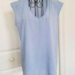 J.Crew  Top Tank Semi Sheer Chiffon Sleeveless Scoop Neck Blue Women's Size 4 Photo 0