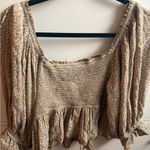 Free People  Women’s Brittnee Printed Crop Top Tropical Nut Sz Medium New Photo 2