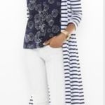 CAbi  Size M #5141 Ivory & dark blue Striped Victory Duster Cardigan Long… Photo 10