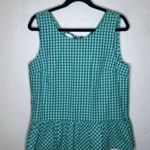 J.Crew Preppy Blue Green Gingham Bow Back Peplum Tank Top Photo 2