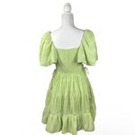 Jonathan Simkhai Cadence Mini Dress Size 2 NWT Green Puff Sleeve Ruffle Hem Photo 7