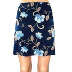 Mi Ami Women's Blue Floral Velvet Velour High Waist Zipper Mini A Photo 0