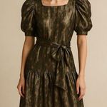 Love Shack Fancy Black And Gold Metallic Mercy Mini Dress in Midnight Vine Photo 0