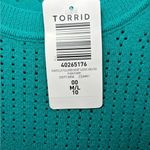 Torrid Pointelle NWT 00 M/L 10 Pullover Short Sleeve Sweater Fanfare Blue Teal Photo 7