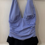 MiracleSuit ‎ Colorblock Unpadded Halter Plunge Ruched One Piece Swimsuit Sz 12 Photo 0