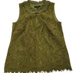 J.Crew Top Womens Petite X Small Green Lace Ruffle Neck Blouse Photo 1