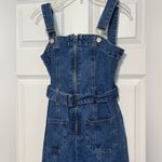 Chocolate USA Women’s Denim Blue Overall Zip Front Belted Jumpsuit Size Small Photo 3