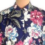 Vintage Randi Shirt Blue Pink Flower Detail Button Up Short Sleeve Collared Size XXL Photo 2