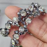 Silver Hoop Earrings with Smokey Grey and Clear Crystal Stones Photo 1