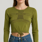 Out From Under x iETS FRANS Green Cutout Back Long Sleeve Crop Top Size M Photo 0