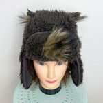 Hollister Bear Faux Fur Trapper Winter Hat One Size Unisex in Dark Brown Photo 2