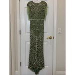 Mac Duggal NWT 4908 Green High Neck Beaded Fringe Fitted Gown Size 6 Photo 3
