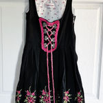 Original Steindl Vintage Black Floral Embroidered Dirndl Festival Mini Dress Size XS Photo 0