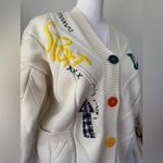 Retro Multicolored Chunky Cable Knit Button Front Cardigan Sweater Yellow Photo 8