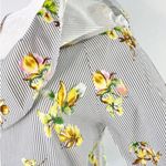 Lumière Floral Striped One Shoulder Long Sleeve Shirt Grey Multi Size S White Photo 3