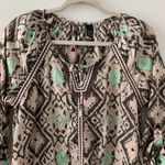 Buckle BKE  Womens Size Small Multicolor Boho Print Tab Sleeves Blouse Photo 1