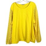 Avon Women's Yellow Lace Long Sleeve Round Neckline Top Blouse Plus Size 1X 18 Photo 0