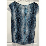 Derek Lam Design Nation Womens Top Blue Print Cowl Drape Neck Cap Sleeve Large Photo 4