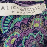 Alice & Trixie  sz L Womens 100% Silk Multicolor Floral Chevron Maxi Dress Boho Photo 15