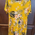 Tropical Floral Yellow Midi Dress Size XL Photo 0