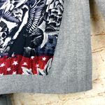 Textile Rebels Top Women M Gray Knit Cashmere Blend Silk Floral Print Italy Y2K Size M Photo 6