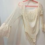 bluebell boutique lace white sheer dot body suit off white size 1X Photo 5