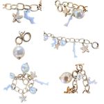 Vintage Sealife Toggle Charm Bracelet Starfish Beach Fish Coral Chain Link Gold Photo 7