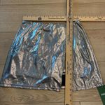 Halara NWT  SoftlyZero Faux Leather High Waisted Shiny Black Silver Skirt Size M Photo 2