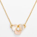 Kate Spade NWT -  - Pansy Flower Disco Mother of Pearl Necklace W/ Jewel Photo 0