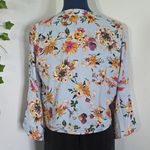 Miami Bell Sleeve Tie Front Floral Crop Top Photo 6