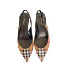 Burberry NIB Summer Check Slingback Pump in Dark Birch Brown Check Size 39 Photo 5