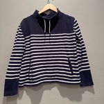 Barbour  Women’s Navy Blue White Striped Cotton Reif Sweatshirt Size Small Photo 0