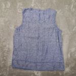 Garnet Hill  Blue Linen Sleeveless Pintuck Blouse Shirt size 8 Beach Lightweight Photo 2