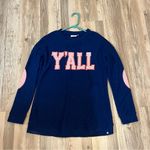 MarleyLilly  Terry cloth sweatshirt “YALL” patch sleeve blue pink sz small/ Med Photo 7